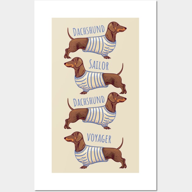 Dachshund sailor Dachshund voyager Wall Art by Catdog